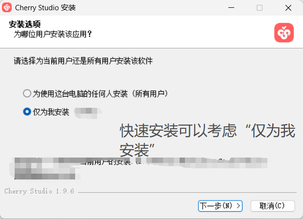 CherryStudio 安装选项截图